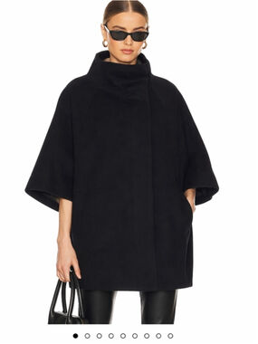 LAP Los Angeles Project navy blue Wool Angora Cocoon Cape Coat Oversized